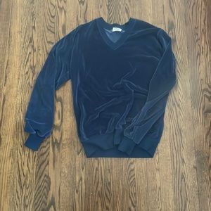 Vintage Velour V-neck Velvet Sweater